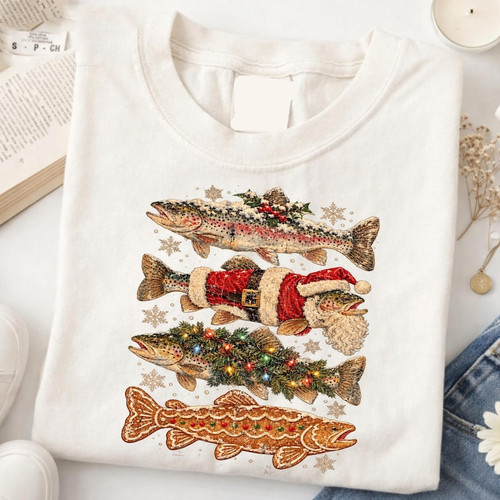 Christmas fishing shirt - christmas,