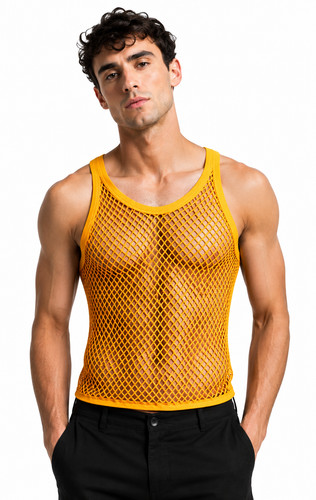 Mens string mesh vest - string,