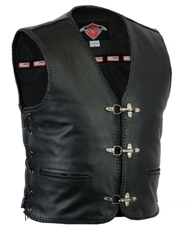 Leather waistcoat motorbike - leather,