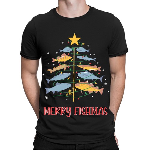 Merry fishmas xmas tree fish - merry,