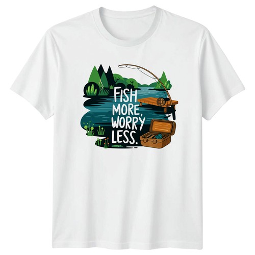 Fish more worry less shirt - fish,