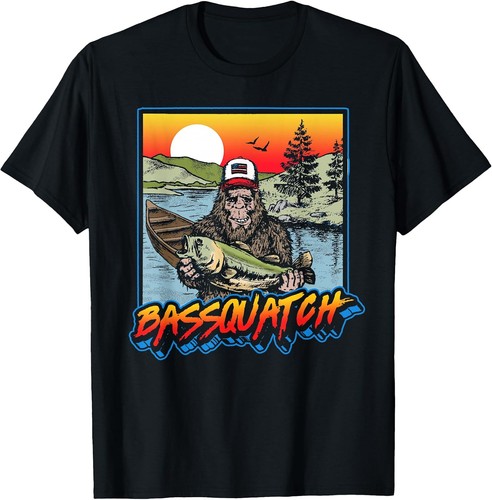 Funny retro 80s bass fishing - bass,
