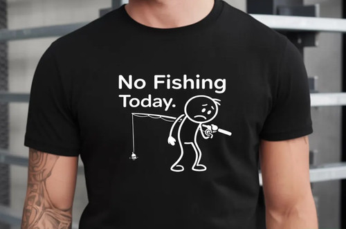 Sad stick man fishing today - sad, no