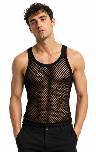 Mens string mesh vest - mesh,