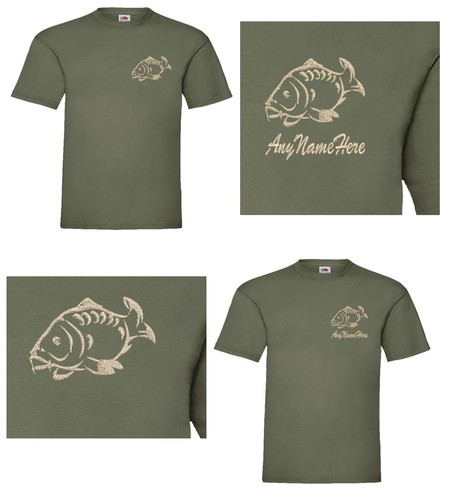 Embroidered carp fish olive - embroidered,