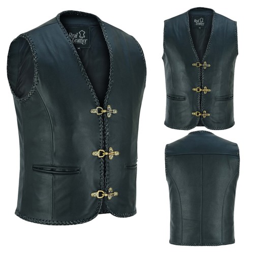 Mens real leather vest fish - mens,